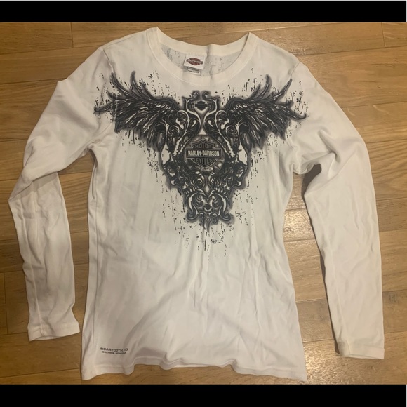 Ladies large white Harley Davidson Long sleeve shirt. - Picture 1 of 3